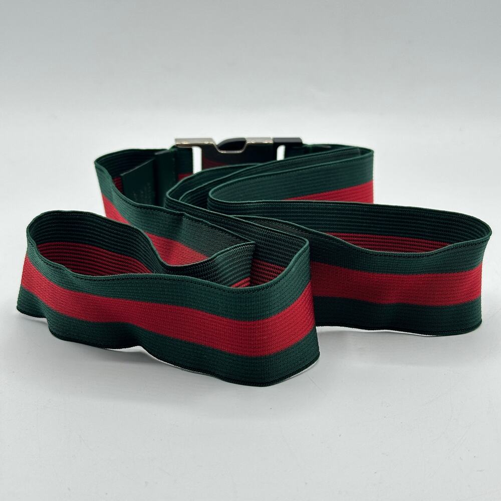 GUCCI Script Web Stripe Elasticized Metal Buckle … - image 3